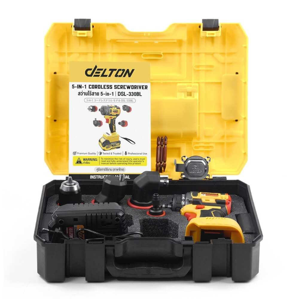 สว่านไร้สาย (พร้อมแบตเตอรี่) DELTON รุ่น DSL-330BL TURBO FORCE 20V 12AH เปลี่ยนหัวได้ 5 แบบ_5